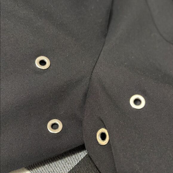 Escada Black Full Zip Lined Jacket White Removable Collar Sz 44/US Lg 12 Stretch - Picture 9 of 16